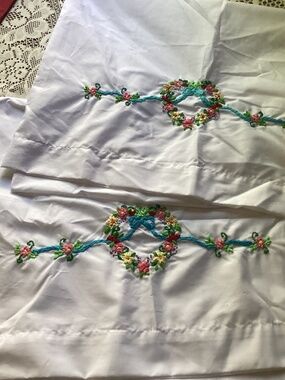 White Embroidered Pillow Cases set of 2 standard size